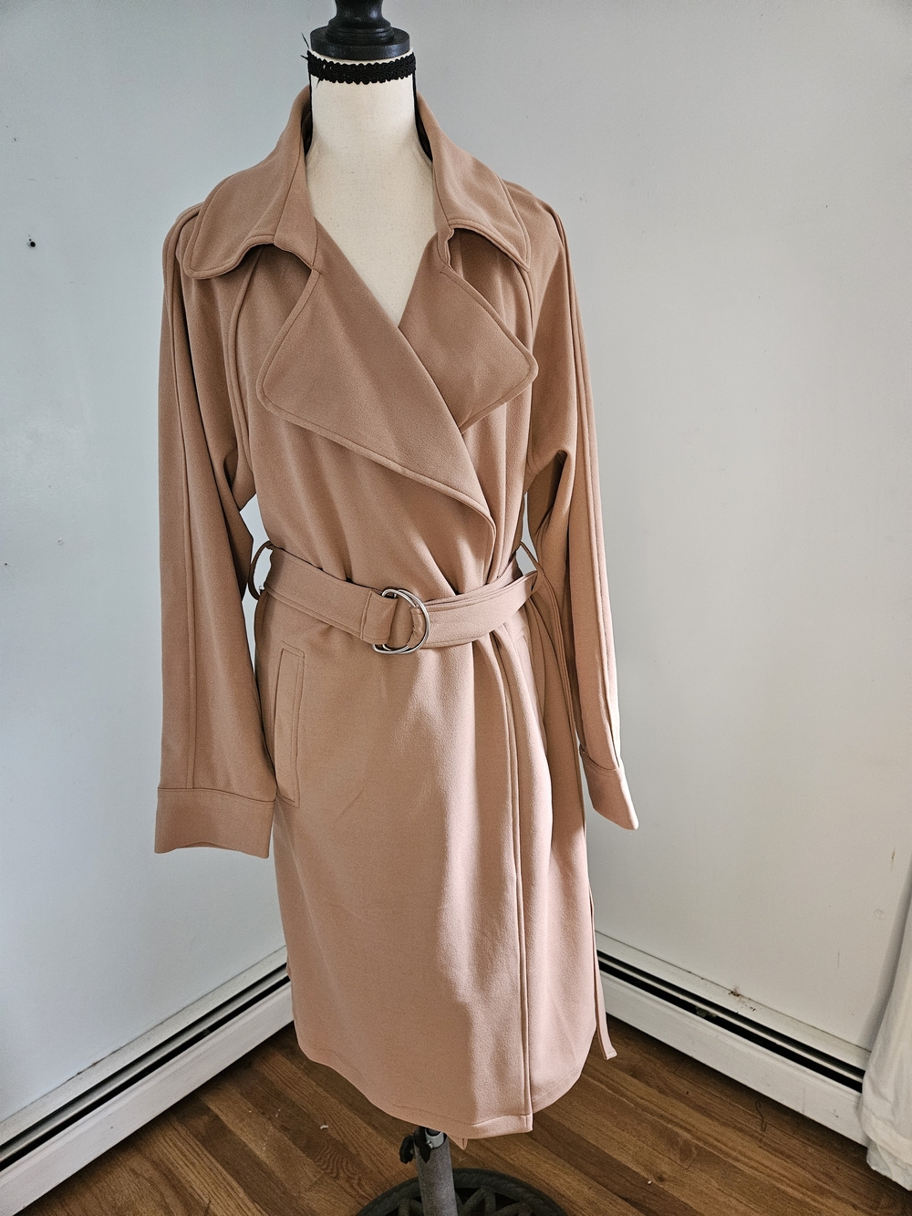 Love Tree Tan  Wrap Trench Coat with D-Ring Belt